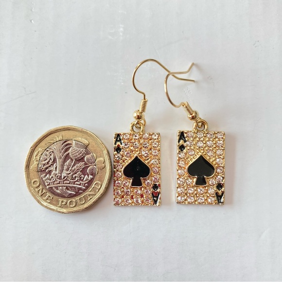 BNWT Ace of Spades Earrings - Funky Hip-Hop House Festival - Trendy and Uniqe - Picture 4 of 11